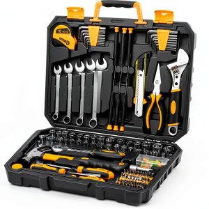 DEKOPRO 158 Piece Tool Set Hand Tool Kit Stainless Steel Yellow Case-0