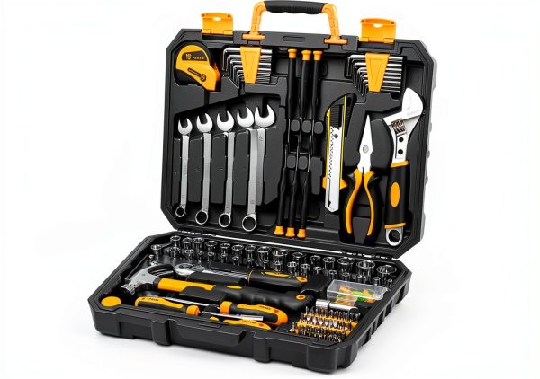 DEKOPRO 158 Piece Tool Set Hand Tool Kit Stainless Steel Yellow Case-0