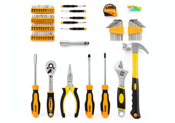 DEKOPRO 158 Piece Tool Set Hand Tool Kit Stainless Steel Yellow Case-2