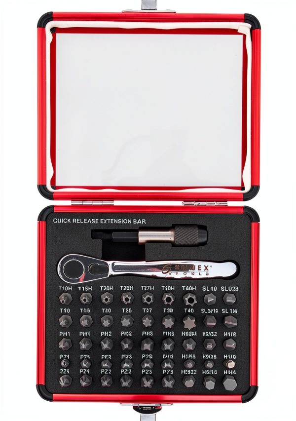 Sunex Mini Ratchet and Bit Set 38-Piece, Metal Double Hex Drive-0