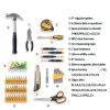 DEKOPRO 50 Piece Hand Tool Kit Yellow Toolbox Chrome Vanadium Steel-2
