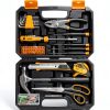 DEKOPRO 50 Piece Hand Tool Kit Yellow Toolbox Chrome Vanadium Steel-1