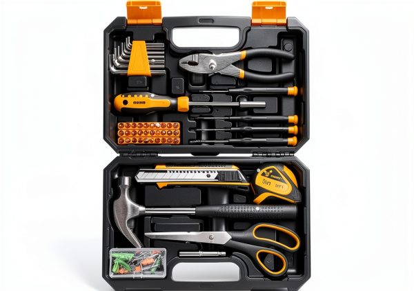 DEKOPRO 50 Piece Hand Tool Kit Yellow Toolbox Chrome Vanadium Steel-1