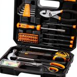 DEKOPRO 50 Piece Hand Tool Kit Yellow Toolbox Chrome Vanadium Steel-0
