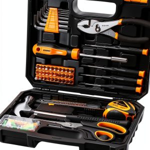 DEKOPRO 50 Piece Hand Tool Kit Yellow Toolbox Chrome Vanadium Steel-0