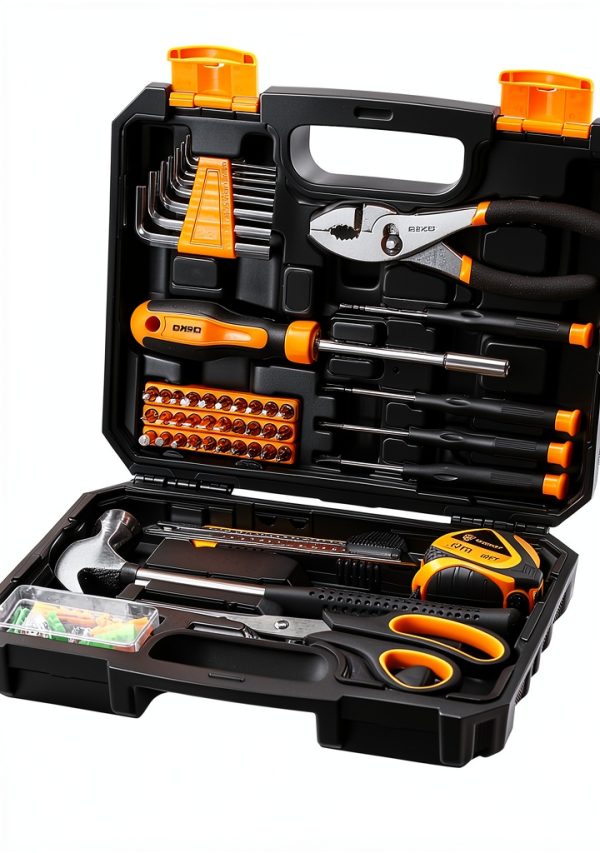DEKOPRO 50 Piece Hand Tool Kit Yellow Toolbox Chrome Vanadium Steel-0