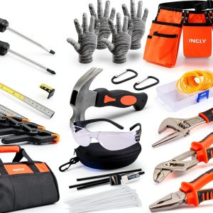 INCLY Kids Real Tool Set 95-Piece Hand Tools Kit with Belt & Bag-0