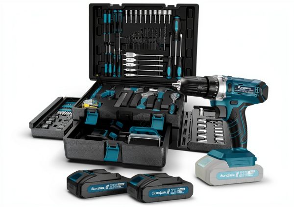 21V Cordless Drill Tool Kit by Sundpey 255-Piece Set with 2 Batteries-0