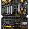 DEKOPRO 158 Piece Tool Set Hand Tool Kit Stainless Steel Yellow Case-7