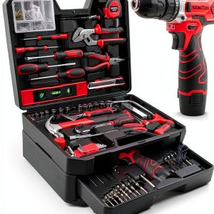 KingTool 276-Piece Tool Set Kit with 12V Cordless Drill and Toolbox-0