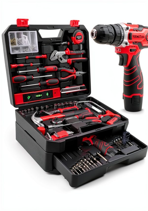 KingTool 276-Piece Tool Set Kit with 12V Cordless Drill and Toolbox-0